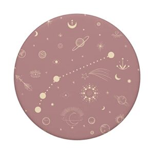 Mystic Astrology Space Stars Moon Pattern Rosy Brown PopSockets Swappable PopGrip