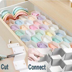 Honeycomb Separator Adjustable Drawer Organizer Divider for Underwear Belt-Scarf Socks Storage Separater for Clutter Makeup, Can Help Tidy Kitchen, Bedroom, Bathroom, Dresser,Office (Grey (4 sets))