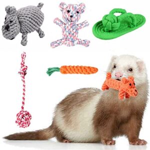 haichen tec 6 pack ferret rope chew toys durable knotted rope tug perfect for teething mammals, cotton rope toys interactive dog rope toy set machine-washable (6 pack)