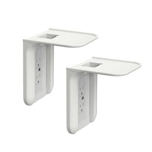 louis felt 2 pack single wall outlet shelf. home wall shelf organizer for outlets. perfect for bathroom, kitchen, bedrooms with cord management and easy installation - space saving solution. (white)