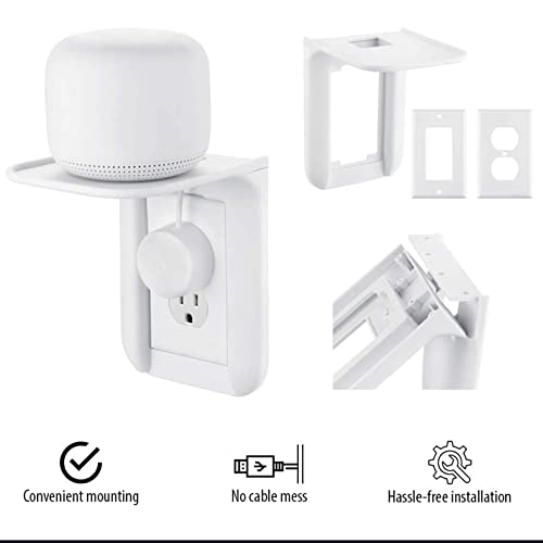 LOUIS FELT 2 Pack Single Wall Outlet Shelf. Home Wall Shelf Organizer for Outlets. Perfect for Bathroom, Kitchen, Bedrooms with Cord Management and Easy Installation - Space Saving Solution. (White)