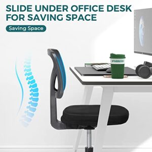 Swivel Computer Office Mesh Desk Chair Armless Small Desk Chair Adjustable Black Computer Task Chair No Armrest Mid Back Home Office Chair for Small Spaces