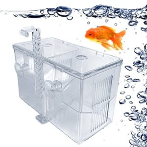 xeoguiya acrylic aquarium breeder box hang on back, isolation hatchery feeding boxes for small fish fry hatchery