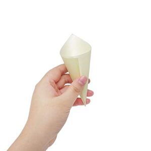 HONBAY 50PCS Disposable Wooden Food Cones Wood Tasting and Serving Cones Appetizer Finger Food Ice Cream Holder for Home Wedding Birthday Party Supplies