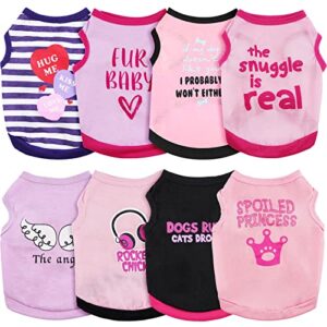 8 pieces pet shirts printed puppy soft dog shirt pullover t cute sweatshirts valentine's day girl clothes outfits small for dogs cats (vivid pattern,size s)