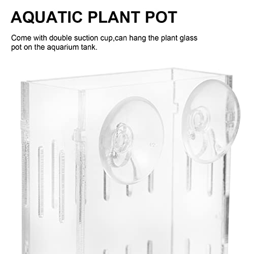 Mipcase Aquatic Plant Cup- Acrylic Fish Tank Water Plants Planter, Aquarium Planter Holder with Suction Cup, Aquarium Fish Tank Frame