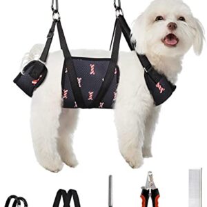 Supet Dog Grooming Hammock Harness for Cats Dogs, Relaxation Pet Grooming Hammock Restraint Dog & Small Animal Leashes Sling for Grooming Dog Grooming Helper for Nail Trimming Clipping Grooming