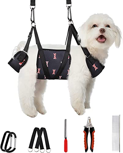 Supet Dog Grooming Hammock Harness for Cats Dogs, Relaxation Pet Grooming Hammock Restraint Dog & Small Animal Leashes Sling for Grooming Dog Grooming Helper for Nail Trimming Clipping Grooming