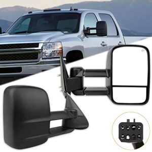 itopup towing mirrors fit for 1999-2002 for chevy silverado 1500/2500 for gmc sierra 1500/2500 tow mirrors with power control heated 1 pair of mirrors left side and right side black textured