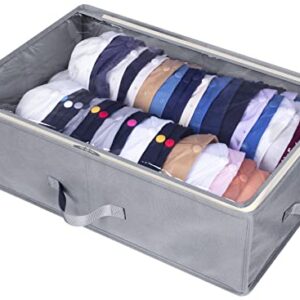 AOODA Large Hat Storage Box for Baseball Caps Organizer, Holds Up to 50 Caps Wide Hat Organizer for Closet with Cardboard, Under Bed Hat Holder, Grey