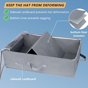 AOODA Large Hat Storage Box for Baseball Caps Organizer, Holds Up to 50 Caps Wide Hat Organizer for Closet with Cardboard, Under Bed Hat Holder, Grey