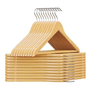 niza wooden hangers 20 pack wood coat hangers for closet premium quality heavy-duty hangers wood hangers for coat suit hangers clothes hanger with 360° rotation hook