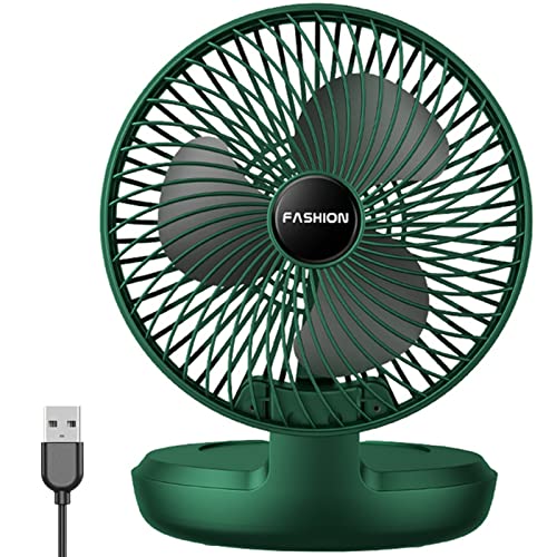 Chchmu USB Desk Fan Mini 8 Inch Foldable Desktop Table Fans 3 Speeds Personal Quiet Fan with Strong Airflow Portable Cooling Fan with Head Adjustable for Home Bedroom Office Table & Desktop, Green