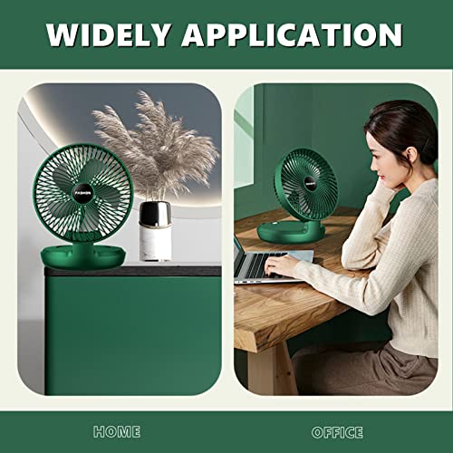 Chchmu USB Desk Fan Mini 8 Inch Foldable Desktop Table Fans 3 Speeds Personal Quiet Fan with Strong Airflow Portable Cooling Fan with Head Adjustable for Home Bedroom Office Table & Desktop, Green