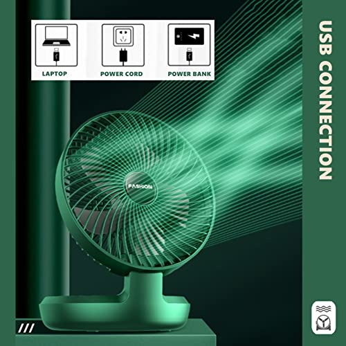 Chchmu USB Desk Fan Mini 8 Inch Foldable Desktop Table Fans 3 Speeds Personal Quiet Fan with Strong Airflow Portable Cooling Fan with Head Adjustable for Home Bedroom Office Table & Desktop, Green