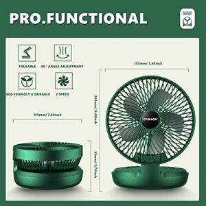 Chchmu USB Desk Fan Mini 8 Inch Foldable Desktop Table Fans 3 Speeds Personal Quiet Fan with Strong Airflow Portable Cooling Fan with Head Adjustable for Home Bedroom Office Table & Desktop, Green