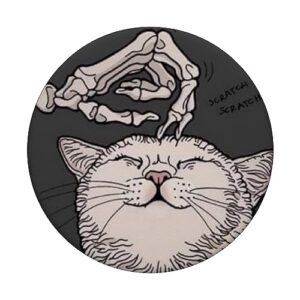 Cute Skeleton Scratching Cat Halloween Aesthetic Gothic Art PopSockets Standard PopGrip