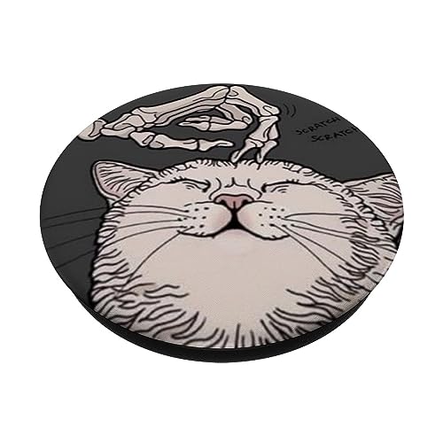 Cute Skeleton Scratching Cat Halloween Aesthetic Gothic Art PopSockets Standard PopGrip