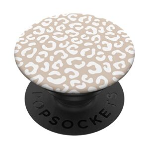 tan sand beige white leopard print design popsockets swappable popgrip