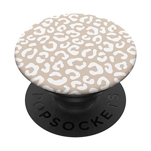 Tan Sand Beige White Leopard Print Design PopSockets Swappable PopGrip