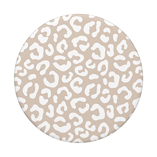 Tan Sand Beige White Leopard Print Design PopSockets Swappable PopGrip