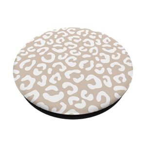 Tan Sand Beige White Leopard Print Design PopSockets Swappable PopGrip