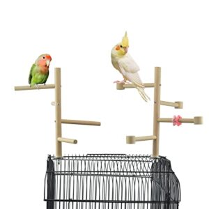 wooden bird cage stands perches for parrots, parakeet chewing climbing toys, parrot cage top tree perches play stand platform playground ladders toys for cockatiels budgies small medium parrots