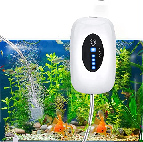 Aquarium Air Pump,Rechargeable USB Battery Aquarium Bubbler for Fish Tank up to 50 Gallons Portable Aerator for Outdoor Fishing Power Outages and Emergency