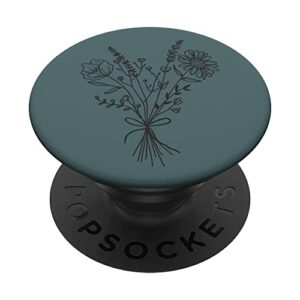 pine green wildflower floral flower design popsockets swappable popgrip
