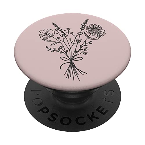 Pink Sand Wildflower Floral Flower Design PopSockets Swappable PopGrip