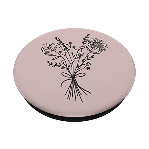 Pink Sand Wildflower Floral Flower Design PopSockets Swappable PopGrip