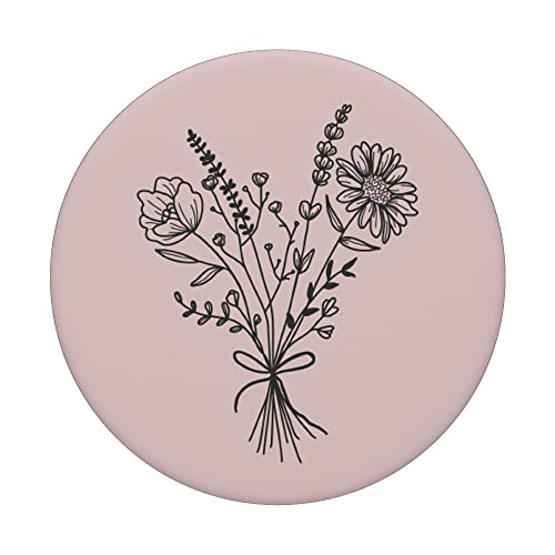 Pink Sand Wildflower Floral Flower Design PopSockets Swappable PopGrip