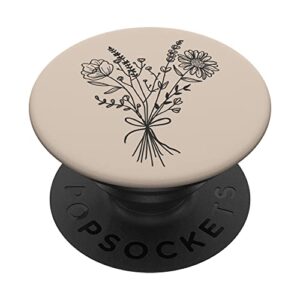 tan wildflower floral flower design popsockets swappable popgrip