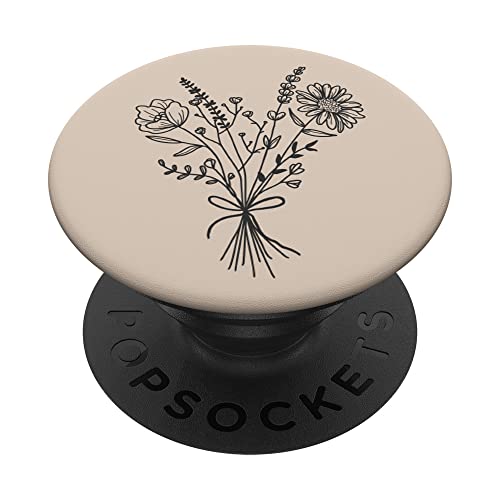 Tan Wildflower Floral Flower Design PopSockets Swappable PopGrip