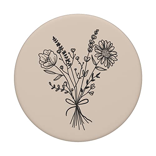 Tan Wildflower Floral Flower Design PopSockets Swappable PopGrip