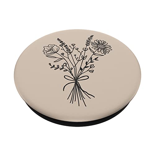 Tan Wildflower Floral Flower Design PopSockets Swappable PopGrip