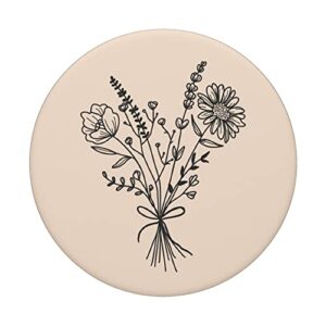 Ivory White Wildflower Floral Flower Design PopSockets Swappable PopGrip