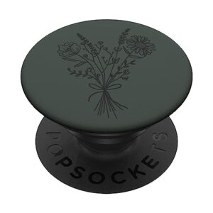 midnight green wildflower floral flower design popsockets swappable popgrip
