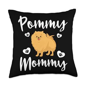 pomeranian dog mom gifts and apparel pommy mommy pomeranian pom dog mom throw pillow, 18x18, multicolor