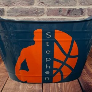 Personalized Basketball Gifts For Boys - Customized Easter Basket For Kids - Custom Empty Bucket (Red/Maroon)