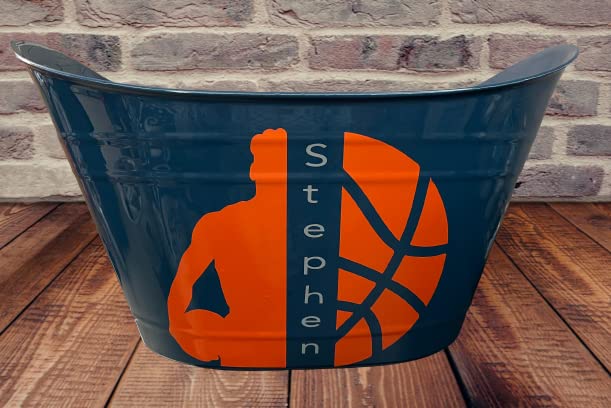 Personalized Basketball Gifts For Boys - Customized Easter Basket For Kids - Custom Empty Bucket (Red/Maroon)