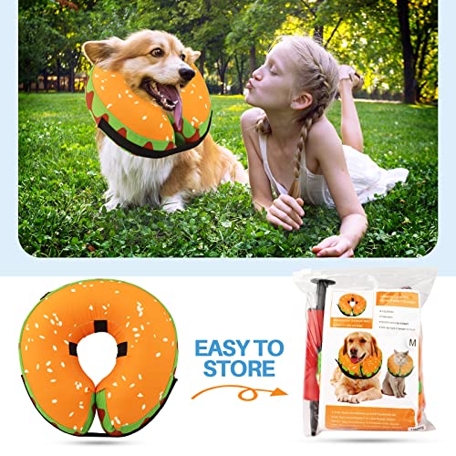 BEBANG Soft Dog Cones, Recovery Collar Protective Inflatable Collar for Pets, Dog Neck Donut Dog Cone Alternative After Surgery, E Collar for Medium Dogs, Adjustable Pet Recovery Cone After Surgery