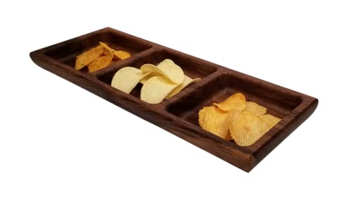 Catchall tray 3 sections, Oak Wood Serving Tray (Triple) Handmade by Hesse Woods from Sustainable Forests, 3-Section Serving Tray, for Appetizers, Charcuterie, Food & Snacks