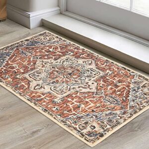 rora machine washable rugs 2x3 kitchen rug vintage persian small entryway rugs non-slip area rug for indoor front entrance bathroom