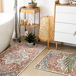 RORA Machine Washable Rugs 2x3 Kitchen Rug Vintage Persian Small Entryway Rugs Non-Slip Area Rug for Indoor Front Entrance Bathroom