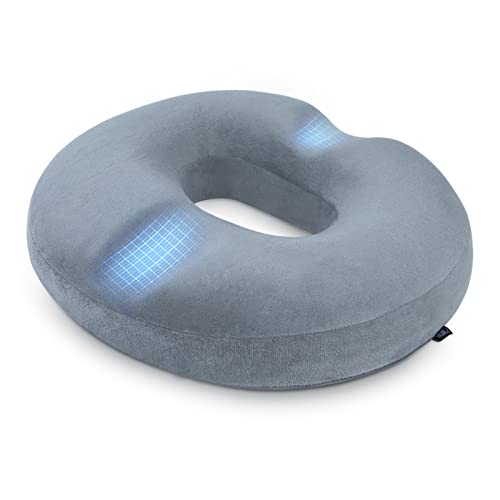 HOMCA Donut Pillow Hemorrhoid Seat Cushion for Office Chair, Premium Memory Foam Chair Cushion, Sciatica Pillow for Sitting Tailbone Pain Car Seat Cushions, Gray