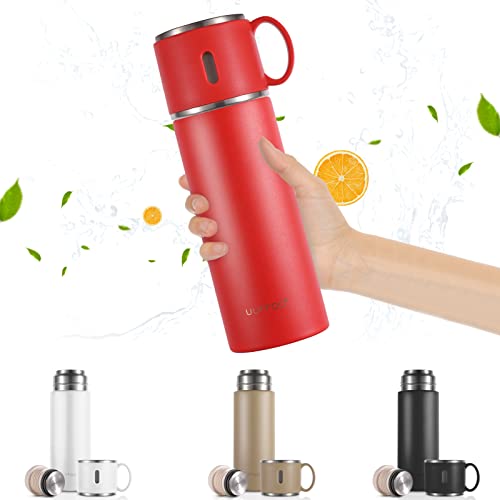 Thermoses Bottle Double Layer Stainless Steel Thermos Vacuum Insulated Sports Water Bottle Coffee Mug with Handle 24h Keeps Hot and Cold Drinks Suitable for Sports Hiking and Cycling (red)