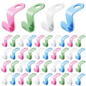 clothes hanger connector hooks saver hanger extender clips plastic space saving clips for space saving clothes and closet organizer (green, blue, white, pink, 40 pcs)