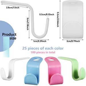 Clothes Hanger Connector Hooks Saver Hanger Extender Clips Plastic Space Saving Clips for Space Saving Clothes and Closet Organizer (Green, Blue, White, Pink, 40 Pcs)