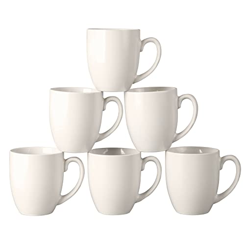 AmorArc 16oz Coffee Mugs Set of 6, Large Ceramic Coffee Mugs for Man, Woman, Dad, Mom, Modern Coffee Mugs with Handle for Tea/Latte/Cappuccino/Cocoa. Dishwasher&Microwave Safe, Light Beige